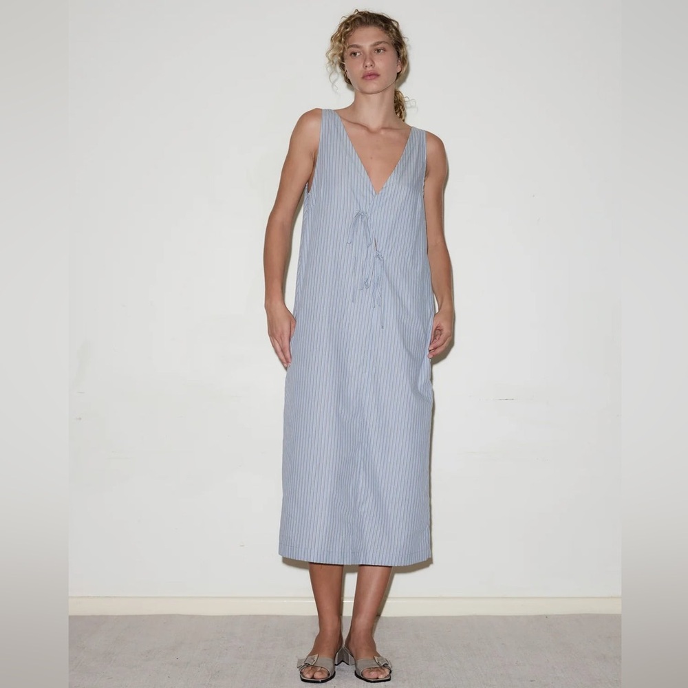 DEIJI Studios Cross Over Dress in Glacier Stripe